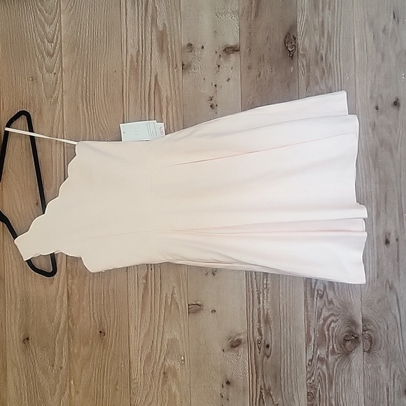 Weddington Way Size 2 One Shoulder Scalloped Champagne Dress Sample NWT - Picture 8 of 12